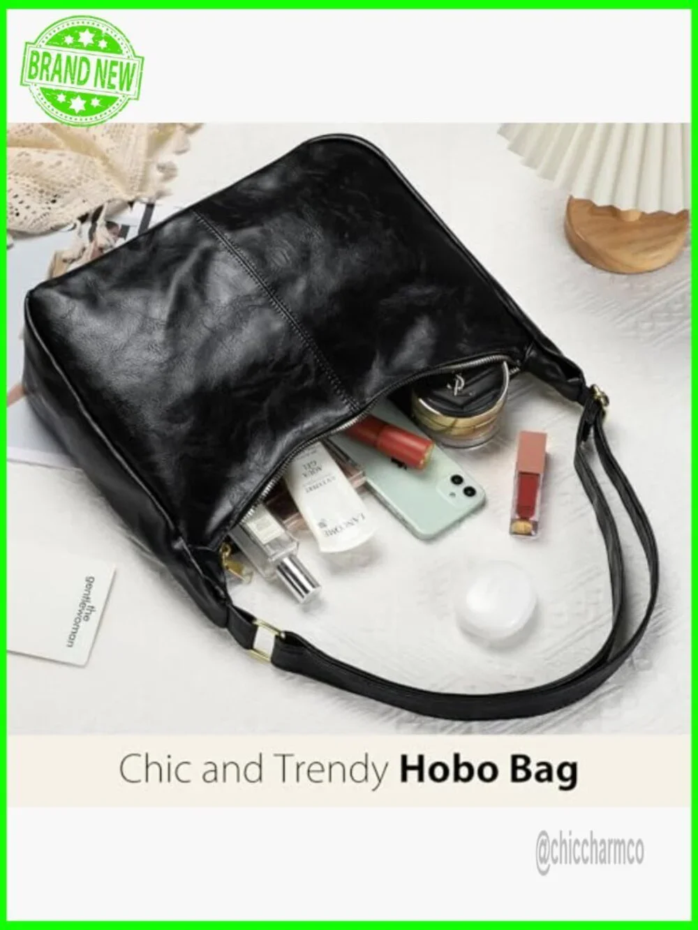 Soft Vegan Leather Hobo Bag Adjustable Strap Slouchy Purse Everyday Handbag